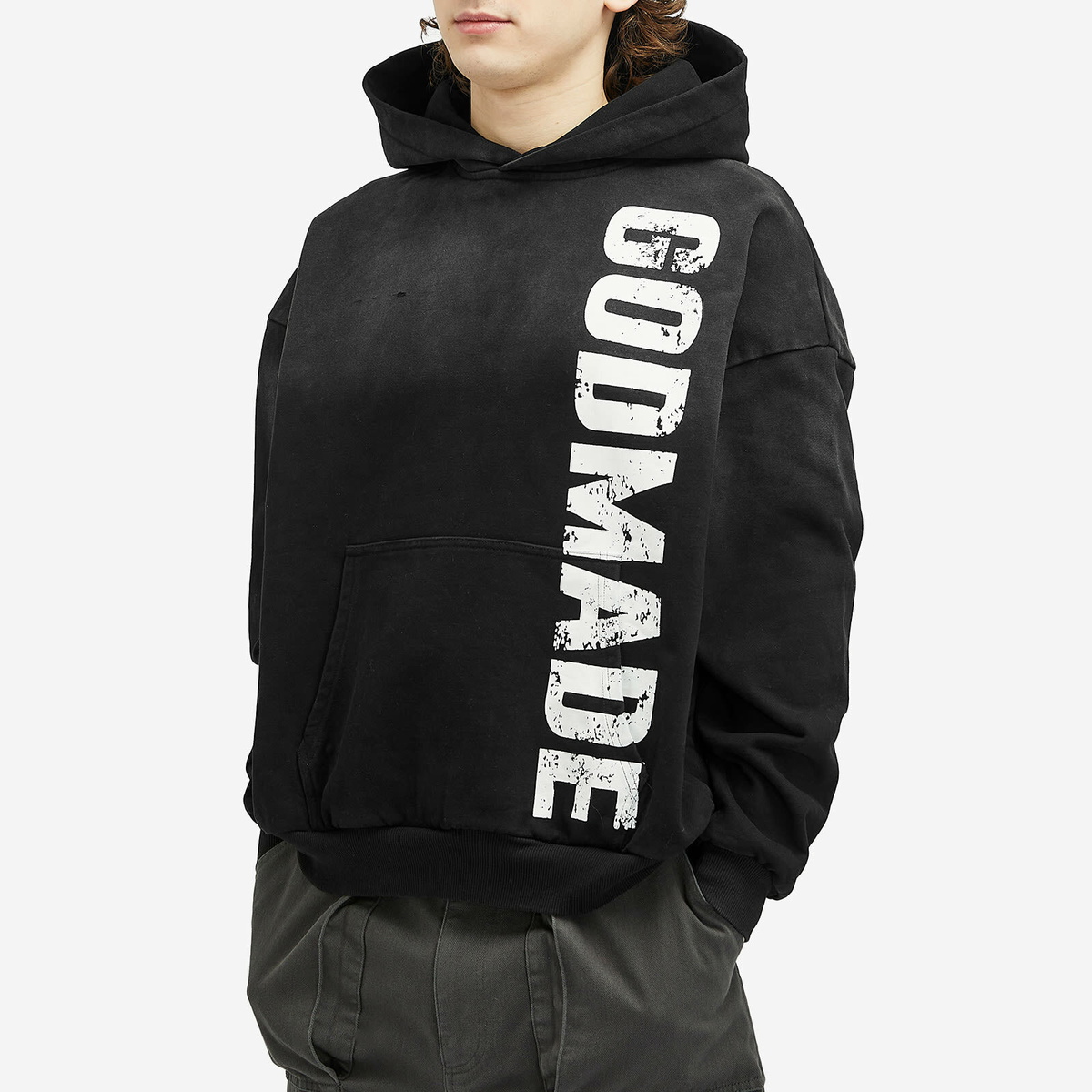 God Made Men's Logo Hoodie in Washed Black