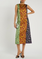 LA Double J Column Floral-jacquard Woven Midi Dress Yellow