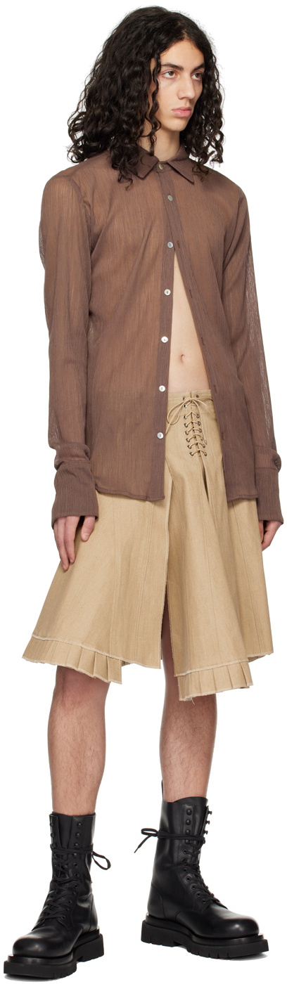 Ludovic de Saint Sernin Tan Mirage Midi Skirt