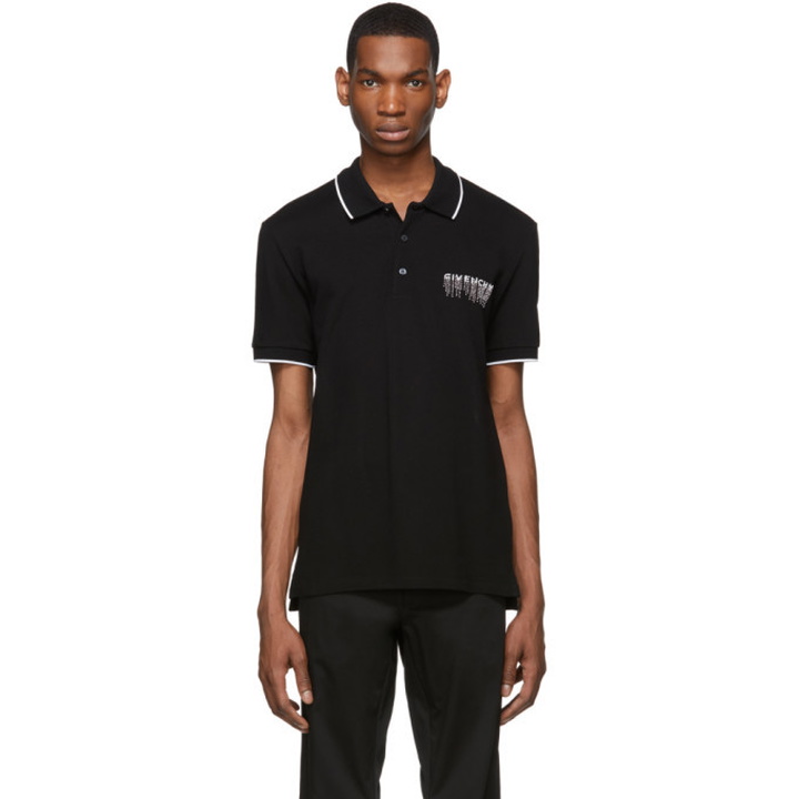 Photo: Givenchy Black Sequins Embroidered Slim Fit Polo