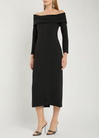Solace London Yuni Off-the-shoulder Crepe Midi Dress Black