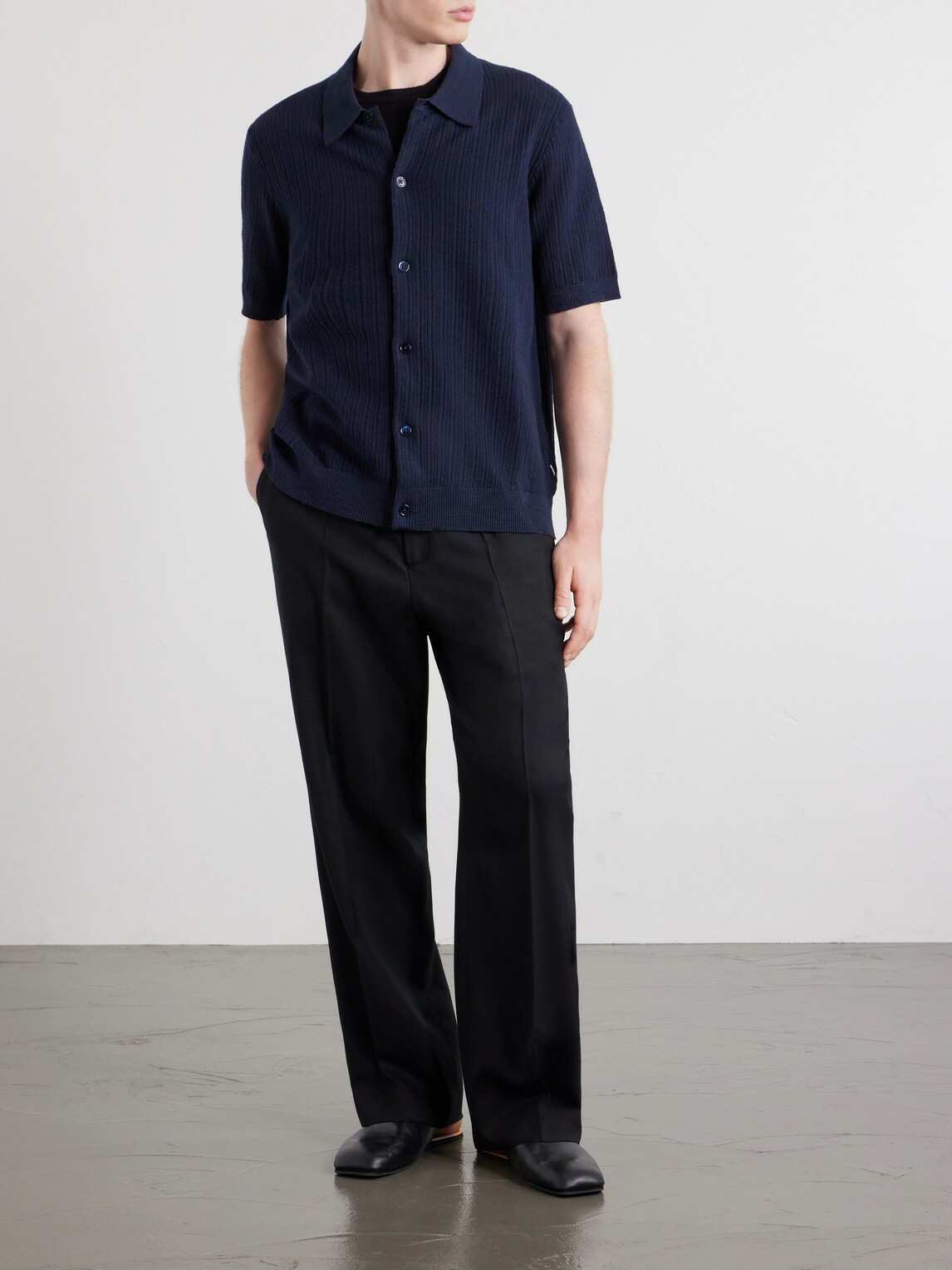 NN07 - Nolan 6695 Textured-Knit Organic Cotton Shirt - Blue