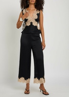 Rixo Marcela Lace-trim Wide-leg Satin Trousers Black