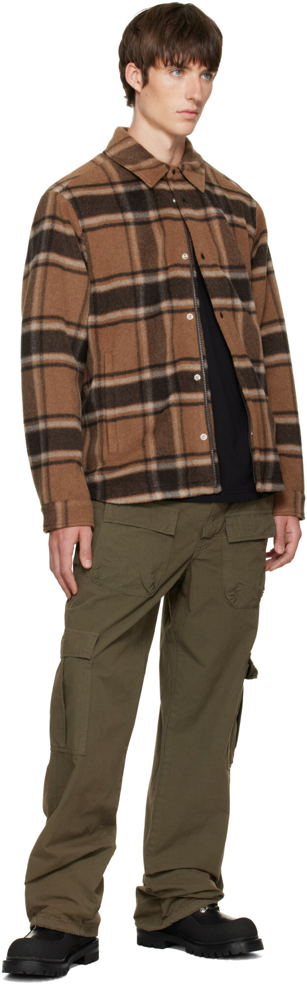 Moncler Brown Flannel Lined Overshirt