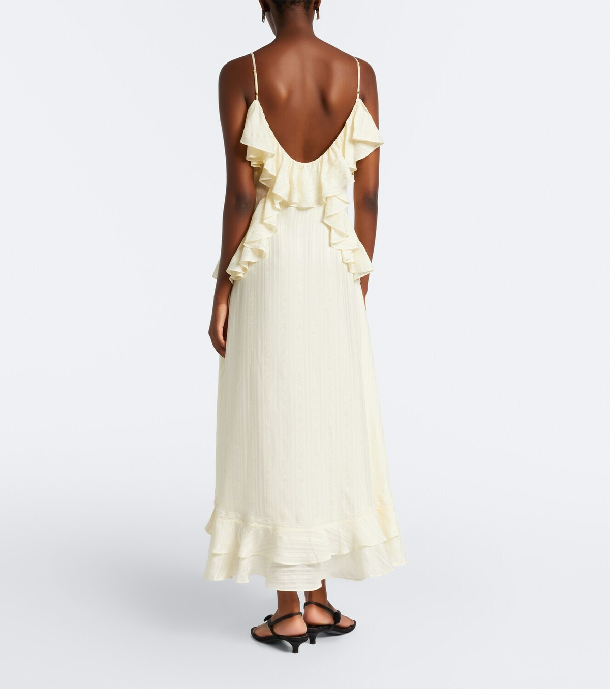 Xu Zhi Ruffled lace-trimmed silk-blend midi dress