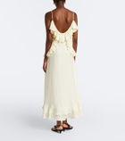Xu Zhi Ruffled lace-trimmed silk-blend midi dress