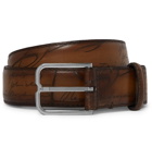 Berluti - 3cm Brown Scritto Leather Belt - Men - Brown