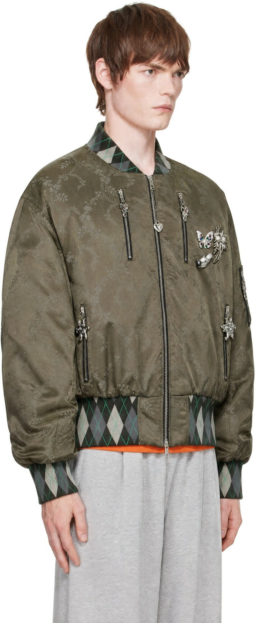Chopova Lowena Khaki Crescent Bomber Jacket
