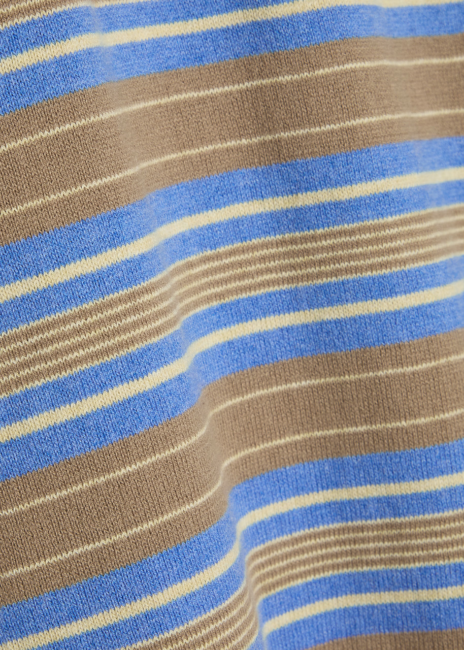 Guest In Residence Striped Cotton and Cashmere-blend Polo Shirt Blue