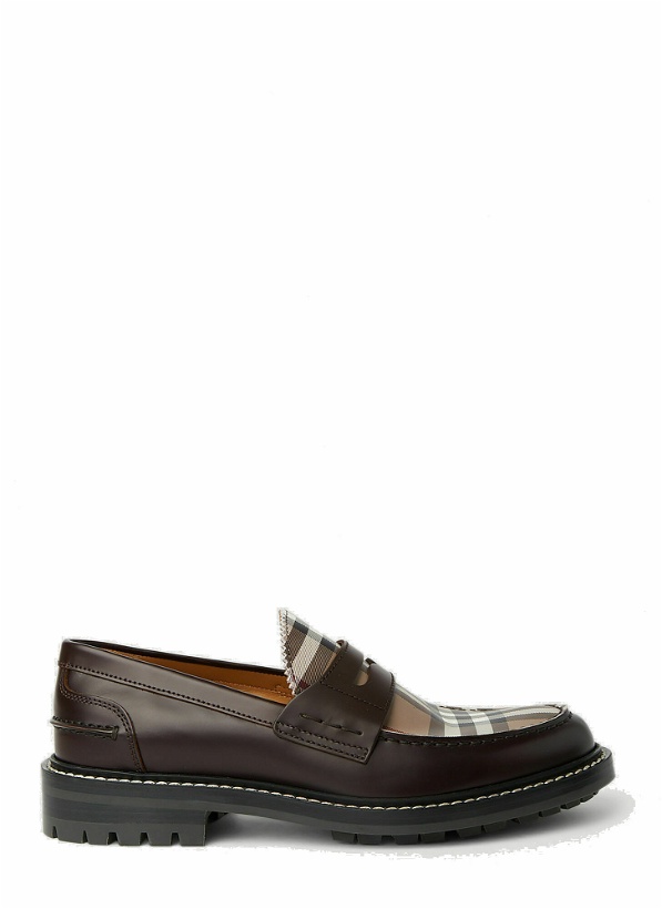 Photo: Burberry - Check Panel Loafers in Brown