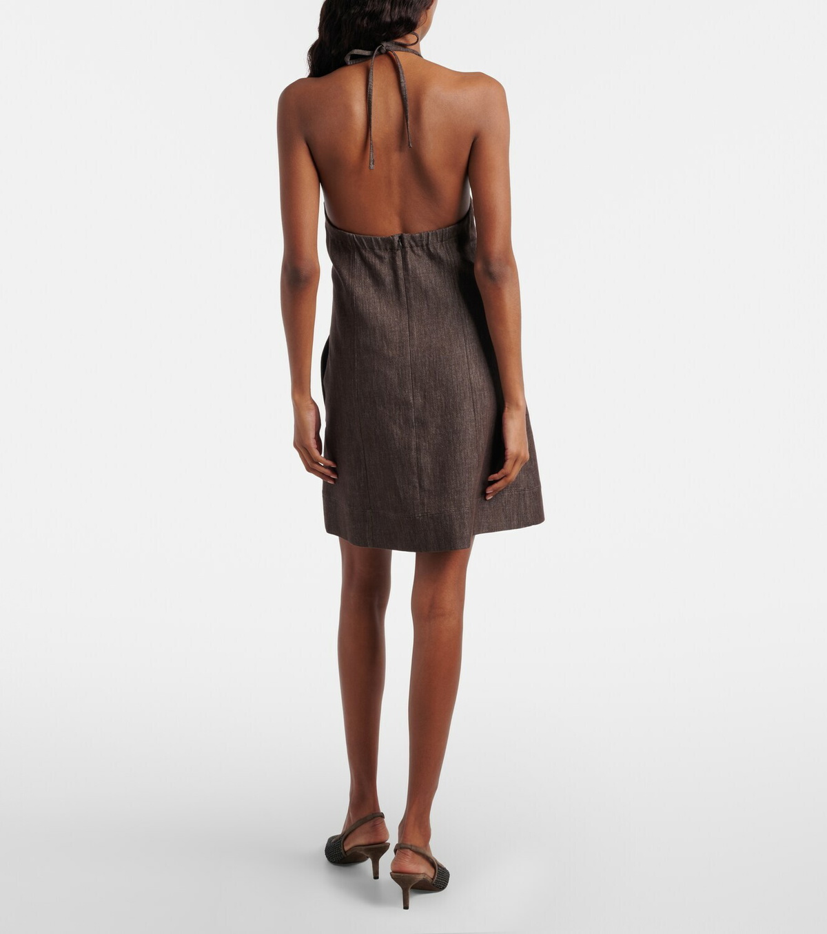 Brunello Cucinelli Halterneck open-back cotton minidress