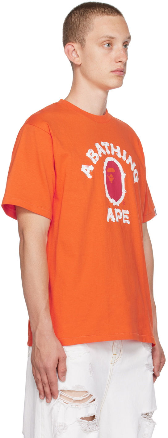 BAPE Orange Brush College T-Shirt A Bathing Ape