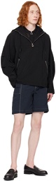 Solid Homme Navy Stitched Cargo Shorts