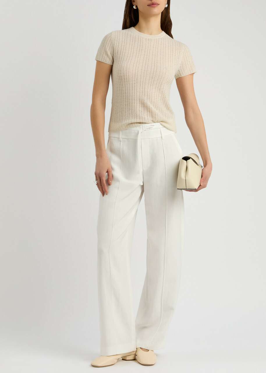 Vince Textured Cashmere-blend T-shirt Cream