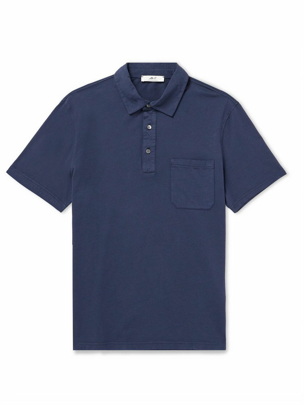 Photo: Mr P. - Garment-Dyed Cotton-Jersey Polo Shirt - Blue