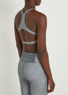 Adidas X Stella Mccartney Printed Stretch-jersey Training bra Grey