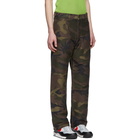 Junya Watanabe Khaki and Brown Jacquard Camo Trousers