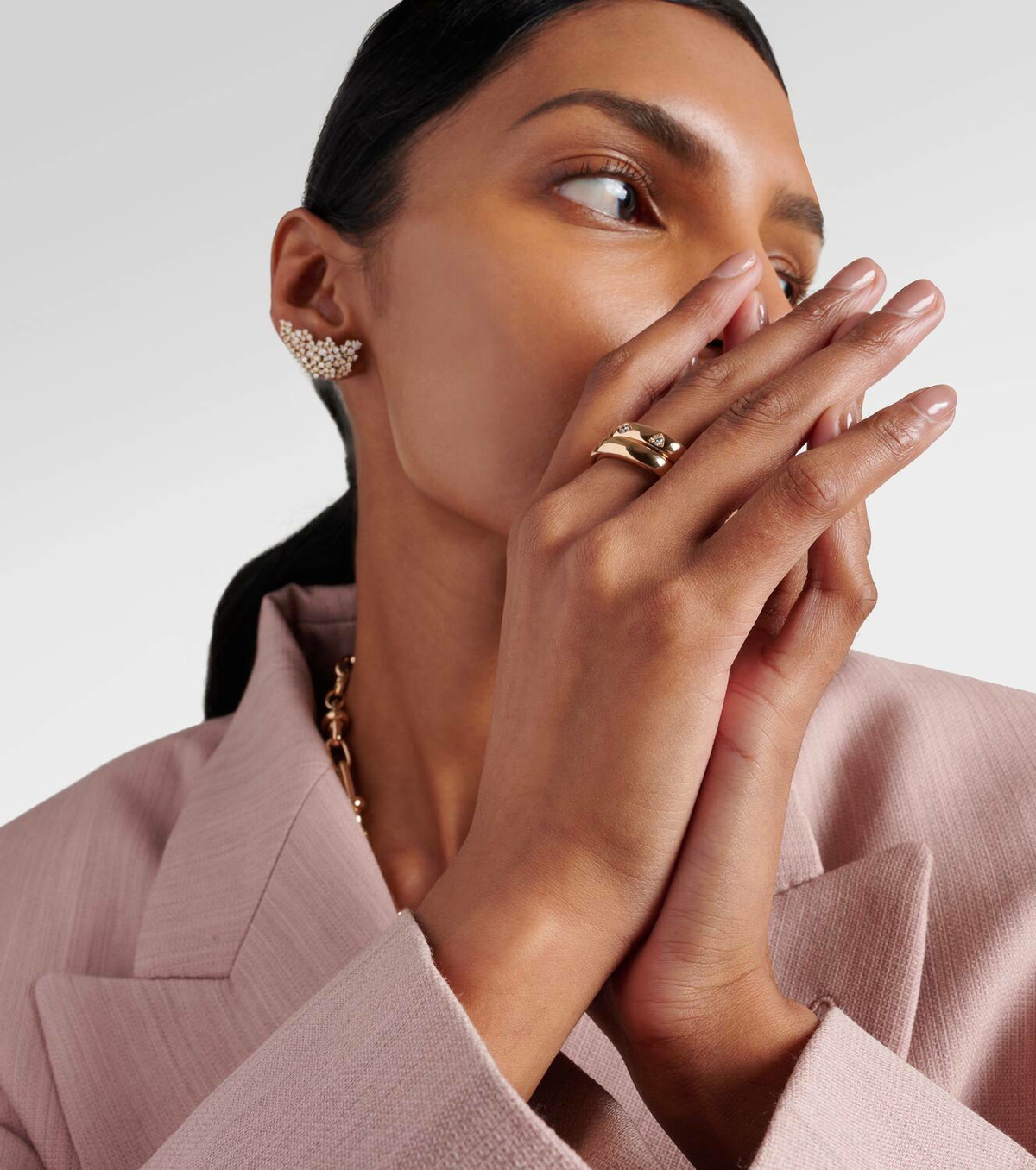 Pomellato Iconica Extra Slim 18kt rose gold ring with diamonds