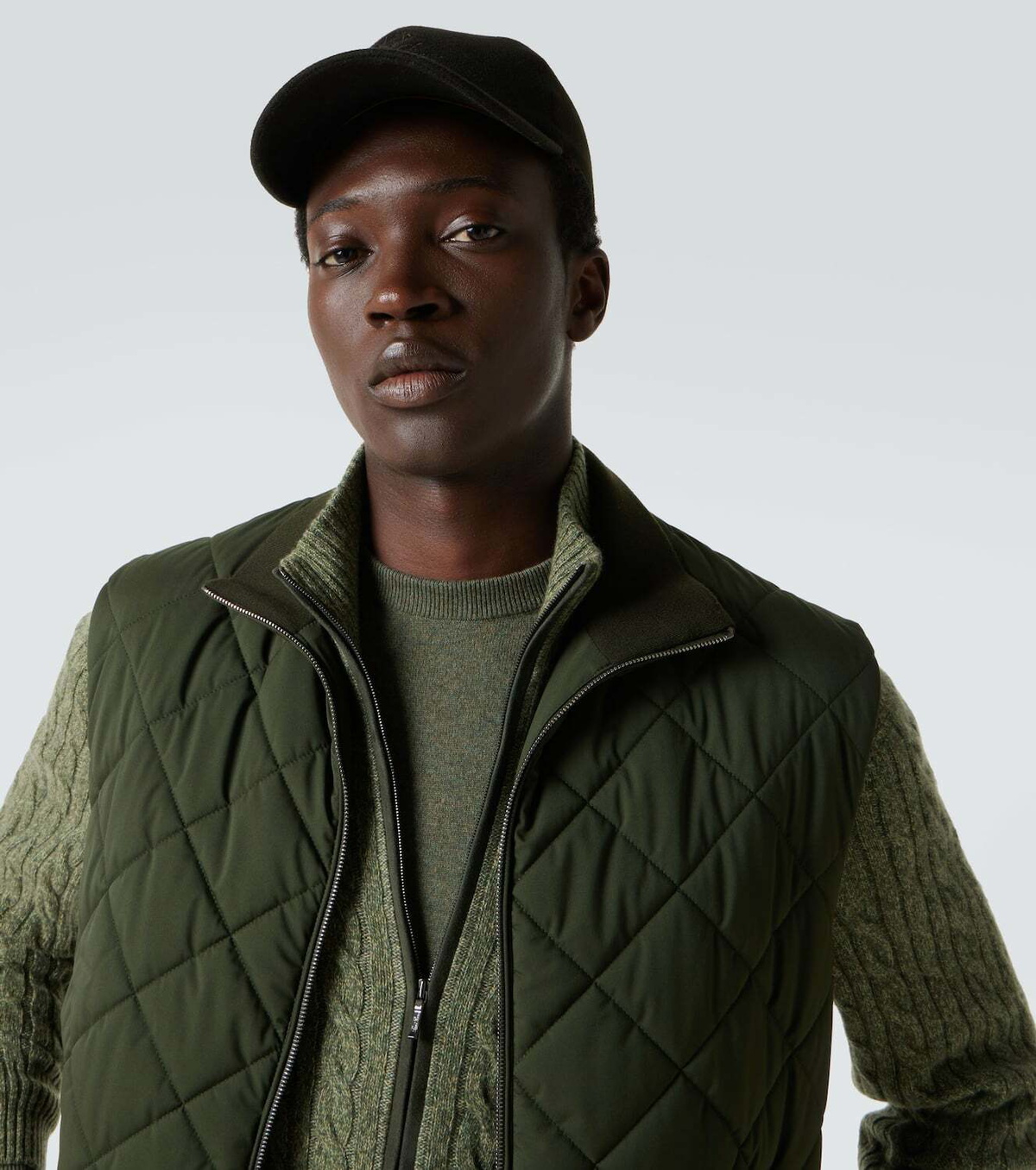 Loro Piana Logo embroidered suede baseball cap