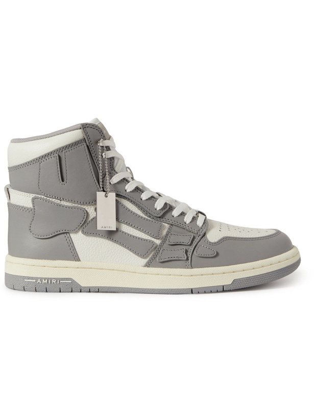 Photo: AMIRI - Skel-Top Colour-Block Leather High-Top Sneakers - Gray