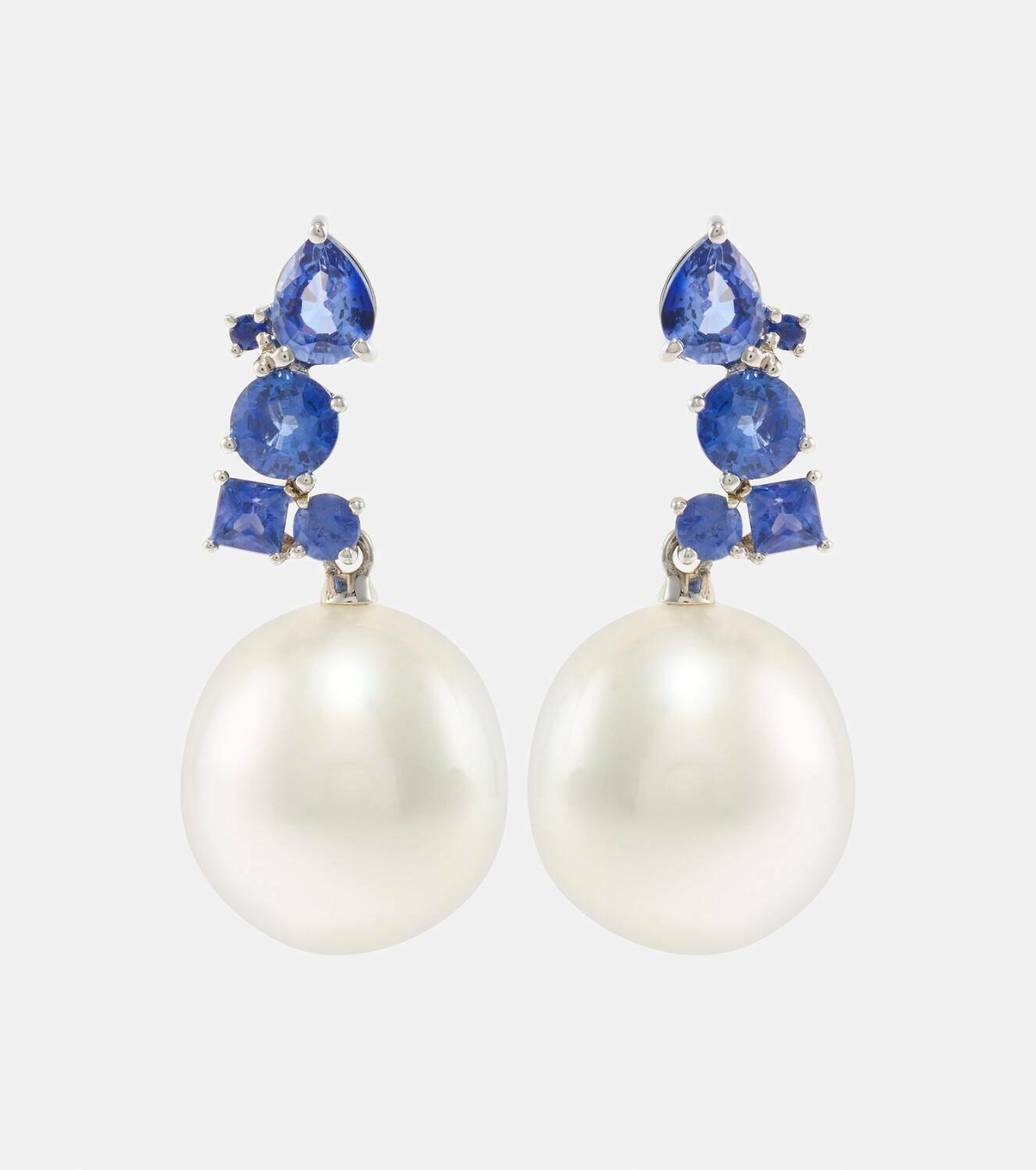 Bucherer Fine Jewellery Romance 18kt white gold earrings with sapphires and pearls