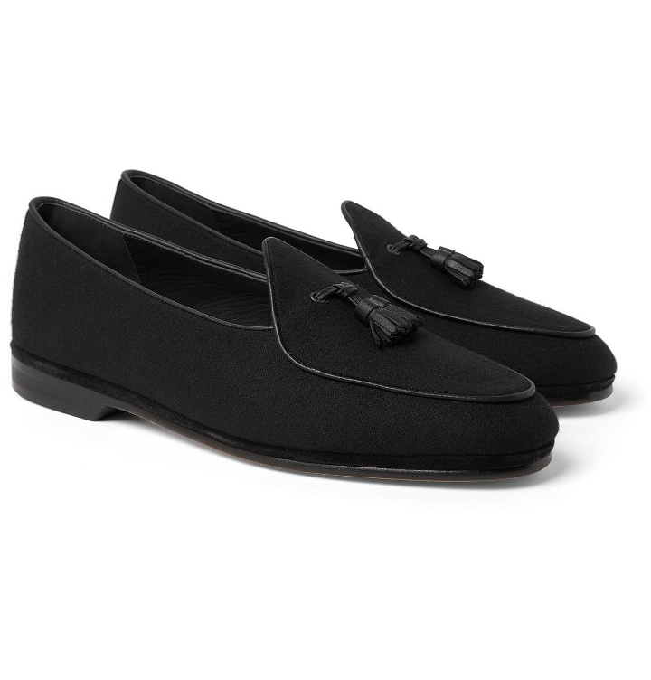 Photo: Rubinacci - Marphy Leather-Trimmed Flannel Tasselled Loafers - Black