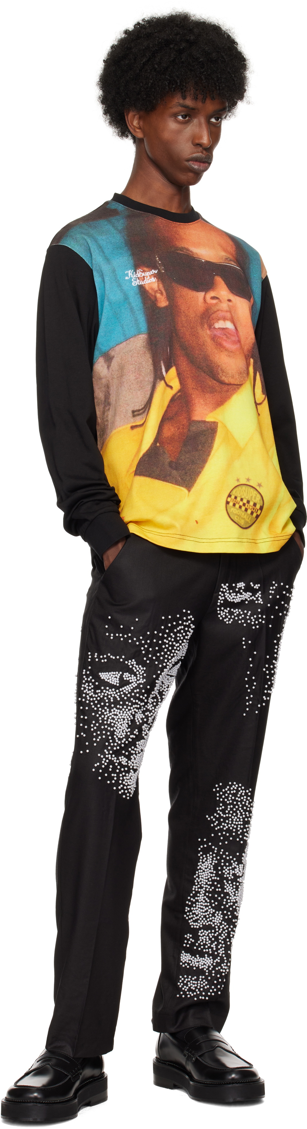 KidSuper Black Ronaldinho Edition Printed Long Sleeve T-shirt