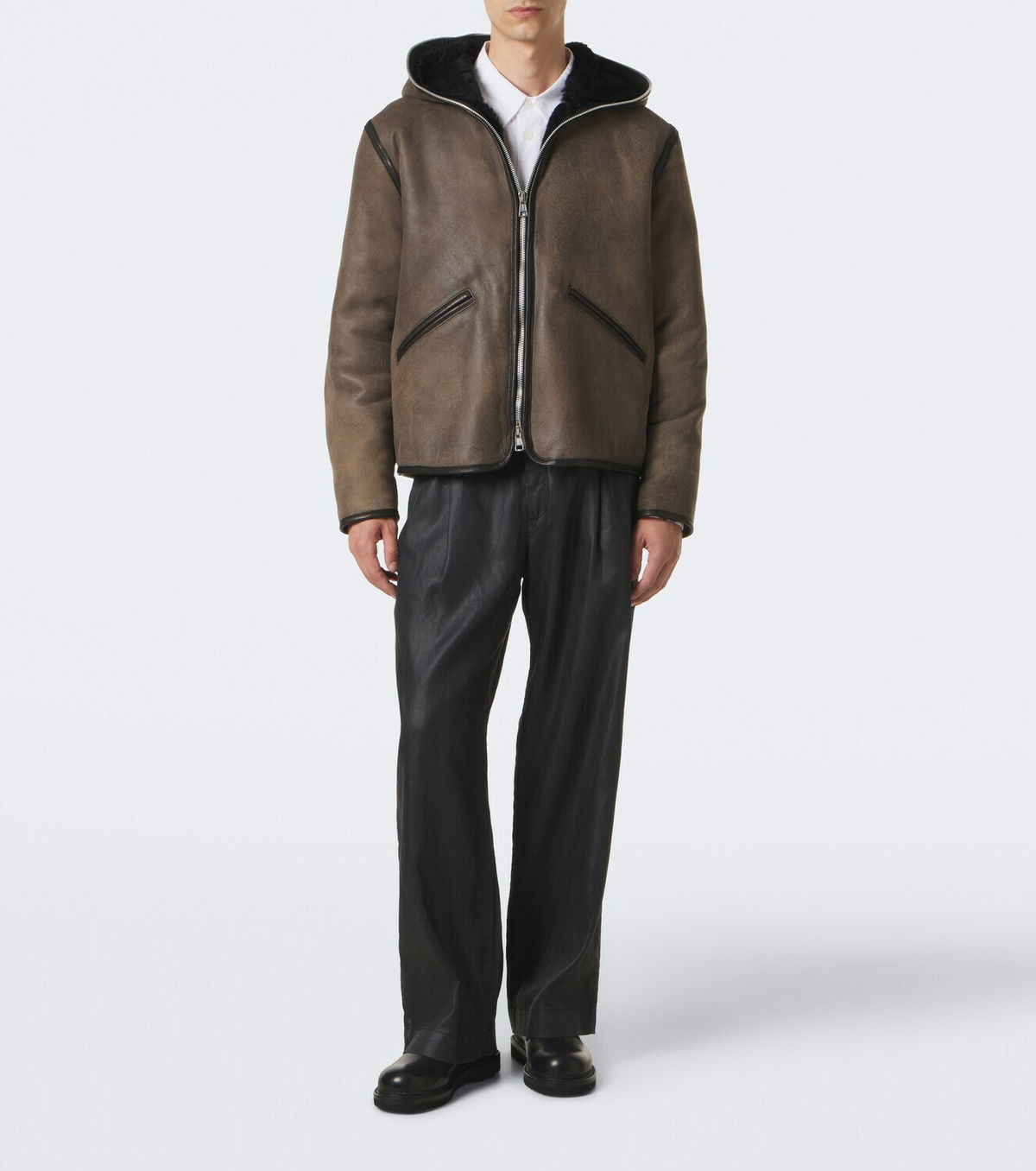 Our Legacy Hooded shearling-lined leather jacket