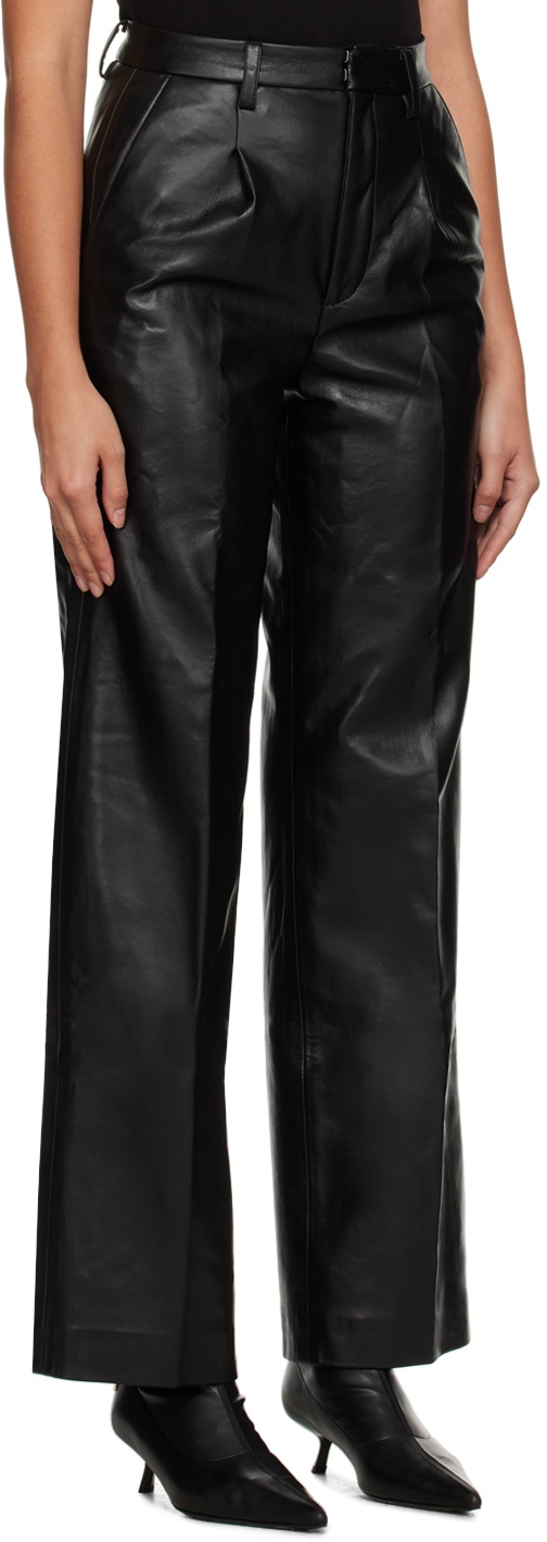 ANINE BING Black Carmen Faux-Leather Pants ANINE BING