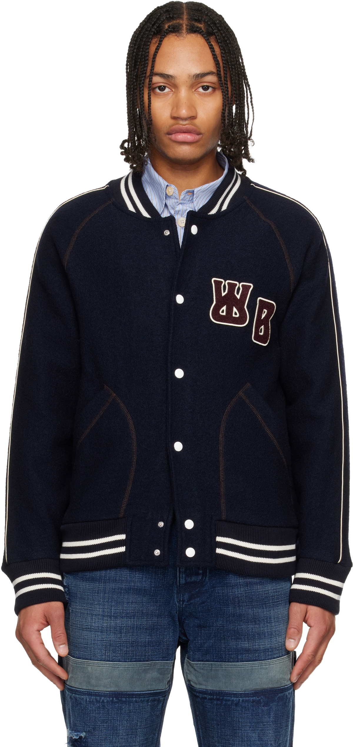 Wales Bonner Navy 'The October Varsity' Jacket Wales Bonner