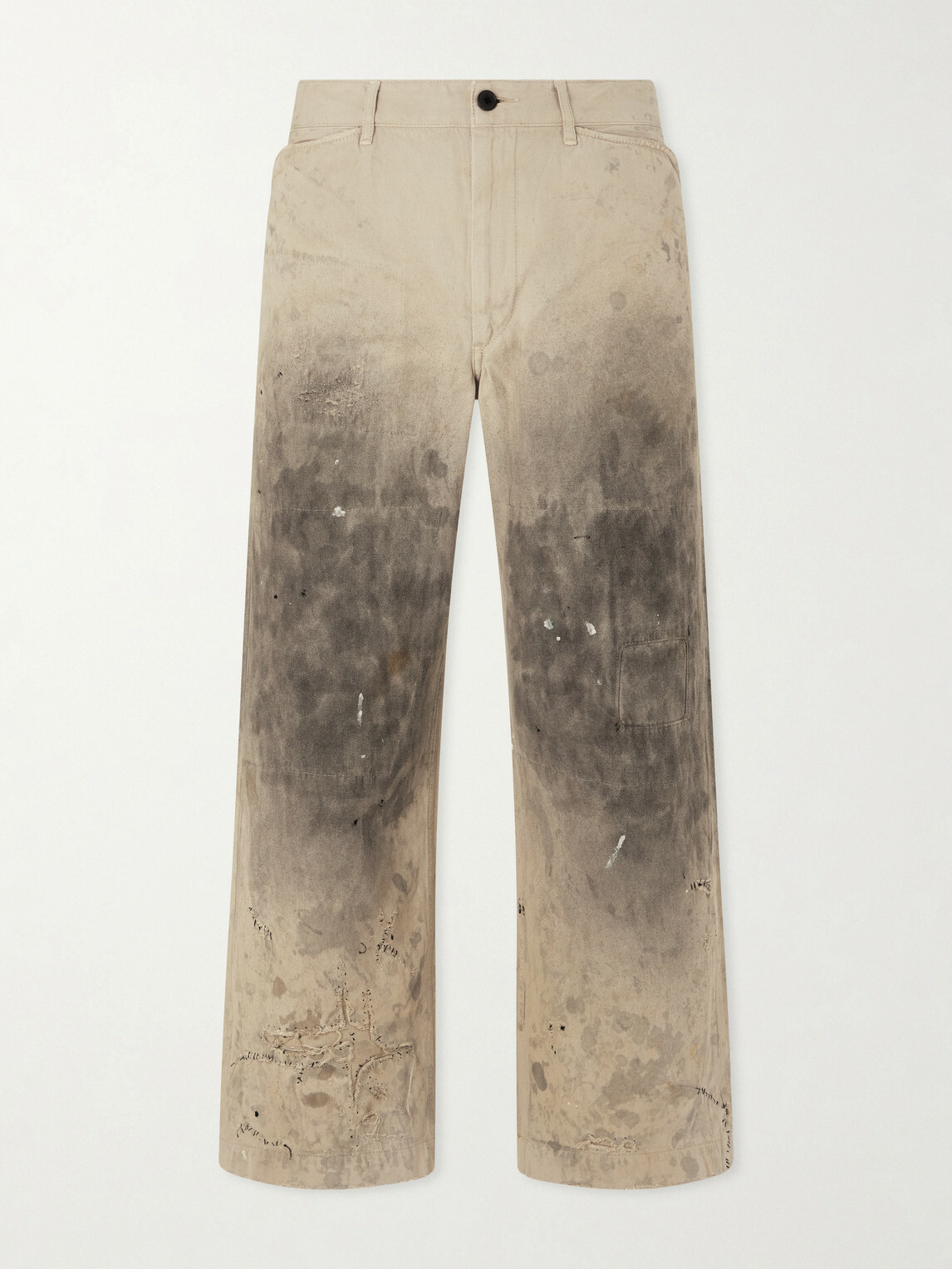 Enfants Riches Déprimés - Straight-Leg Distressed Cotton and Linen-Blend Trousers - Neutrals