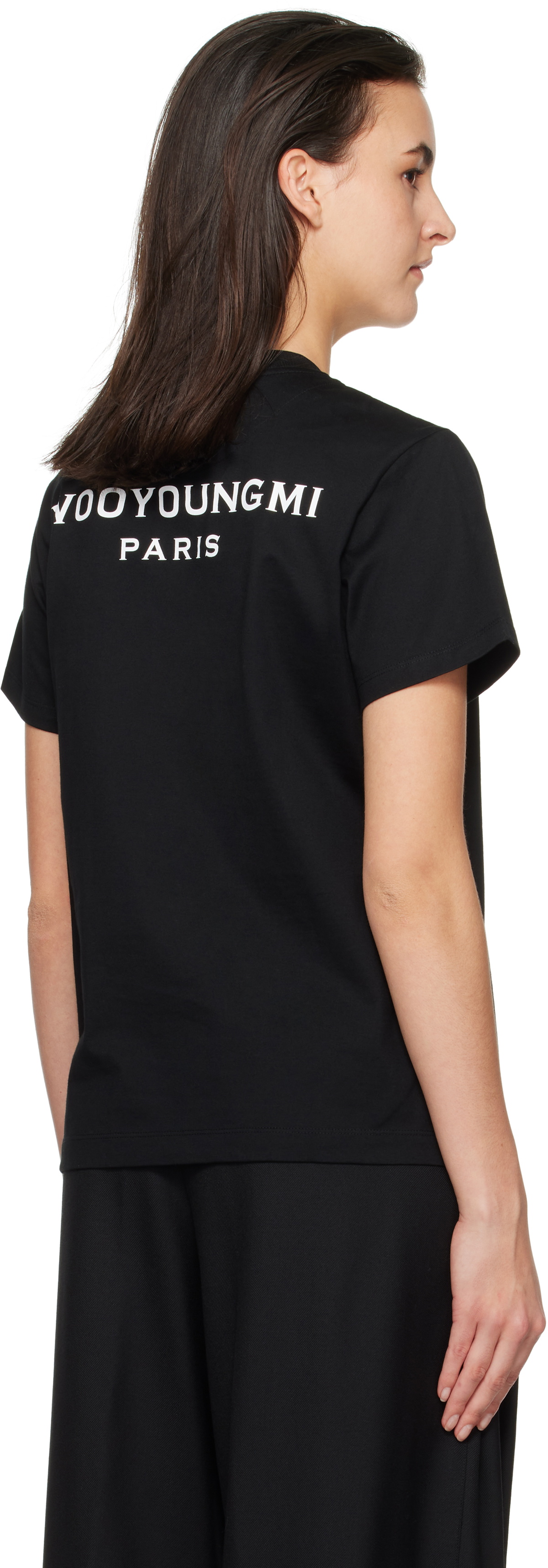 WOOYOUNGMI Black Cotton Back Logo T-shirt