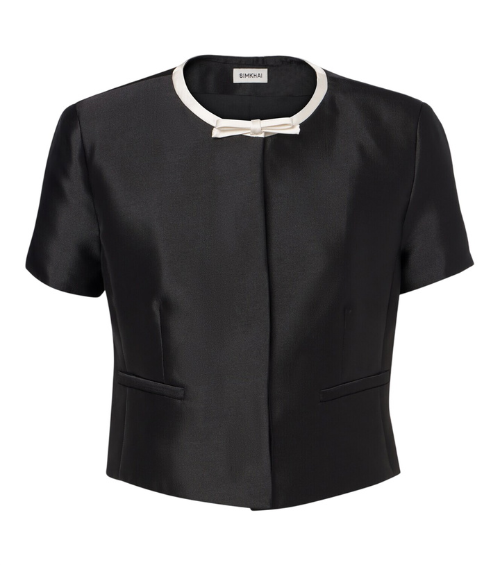 Photo: Simkhai Naelle bow-detail cropped satin top