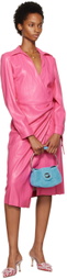 MSGM Pink Faux-Leather Midi Dress