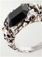Alexander McQueen - Ivy Skull Burnished Silver-Tone Crystal Ring - Silver