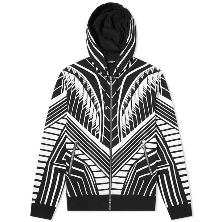 Photo: Balmain Monochrome Aztec Popover Hoody