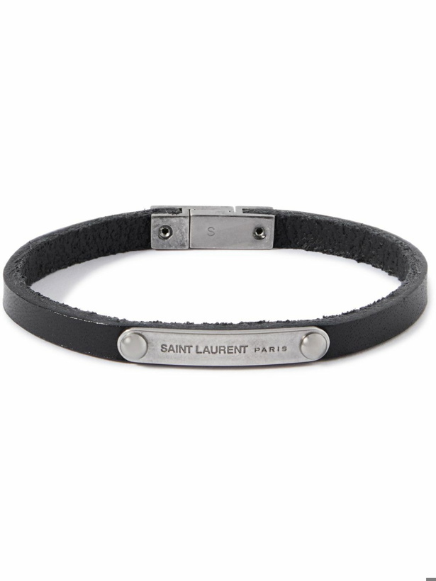 Photo: SAINT LAURENT - Leather and Palladium Bracelet - Black