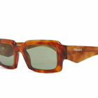 Prada Eyewear Men's 27ZS Sunglasses in Cognac Tortoise/Green 