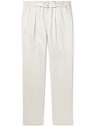 Agnona - Straight-Leg Belted Pleated Linen-Twill Trousers - Neutrals