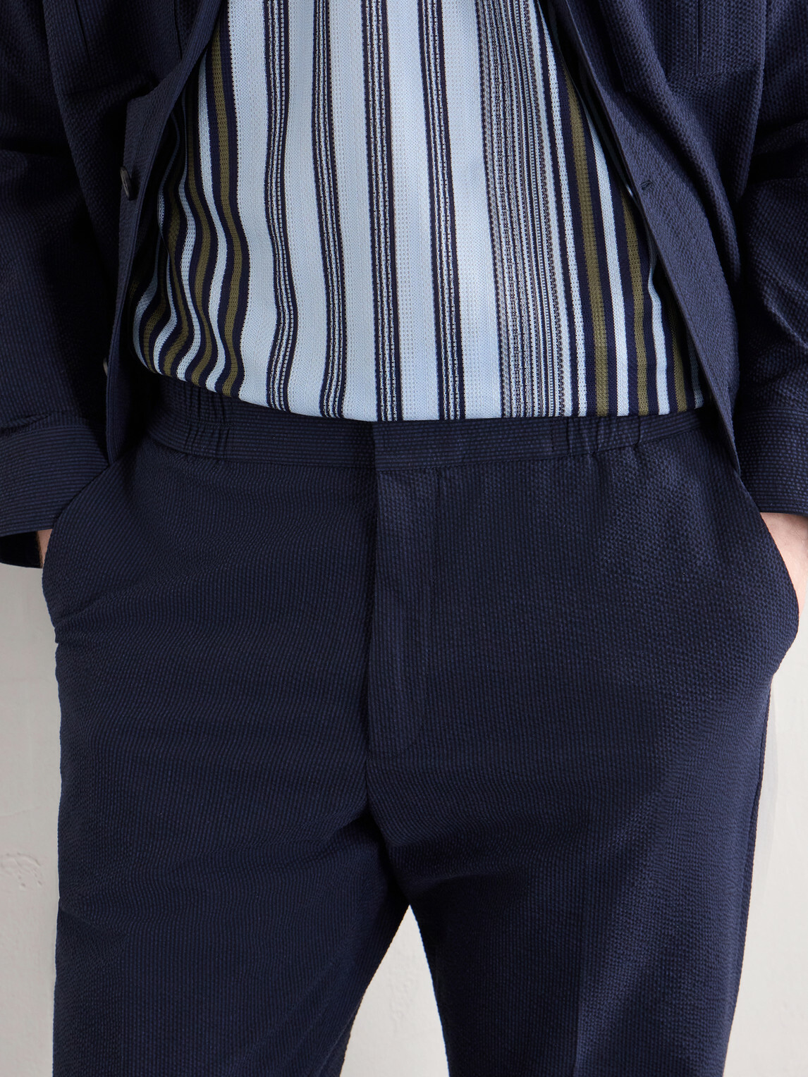 Paul Smith - Straight-Leg Cotton-Blend Seersucker Trousers - Blue