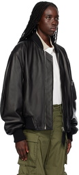 The Attico Black Anja Leather Bomber Jacket