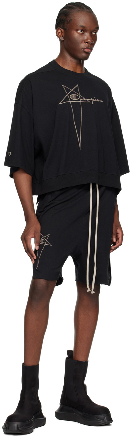 Rick Owens Black Champion Edition Tommy Cropped T-Shirt Rick Owens