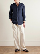 Gabriela Hearst - Ollie Grandad-Collar Linen-Voile Shirt - Blue