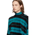 Balenciaga Black and Blue Striped Turtleneck