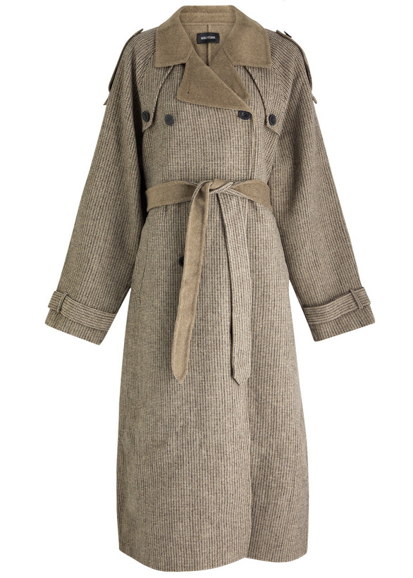 Photo: Meotine John Checked Wool-blend Trench Coat Beige