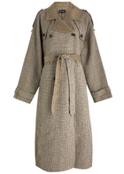 Meotine John Checked Wool-blend Trench Coat Beige