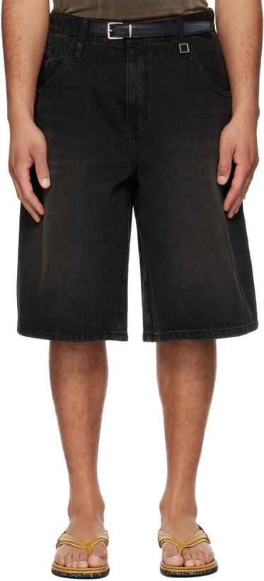 Photo: WOOYOUNGMI Black Belted Denim Shorts