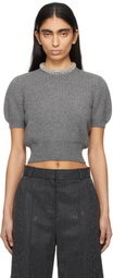 Alexander Wang Gray Crystal Tubular Necklace T-shirt