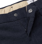 NN07 - Midnight-Blue Theo Tapered Herringbone Cotton-Blend Trousers - Blue