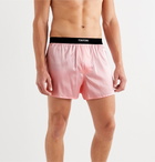 TOM FORD - Velvet-Trimmed Stretch-Silk Satin Boxer Shorts - Pink